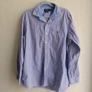 Ralph Lauren purple plaid long sleeve button down shirt LG preppy classic date